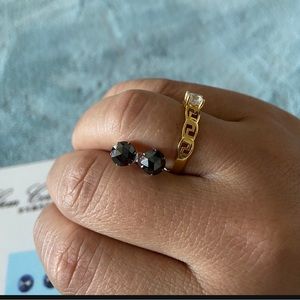 Japan 18K White Gold with Natural Black Diamonds